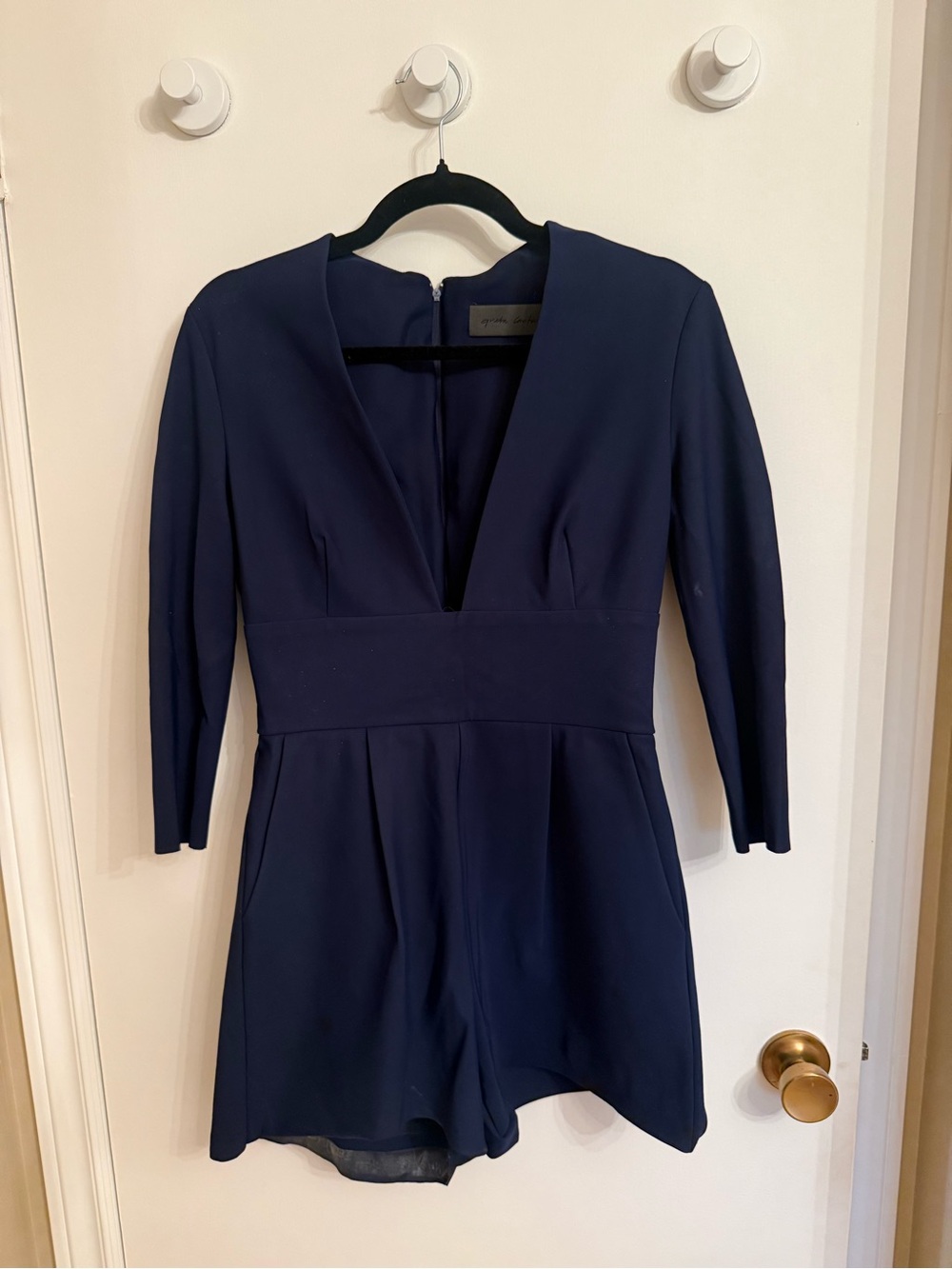 Navy V-Neck Long Sleeve Romper